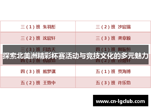 探索北美洲精彩杯赛活动与竞技文化的多元魅力